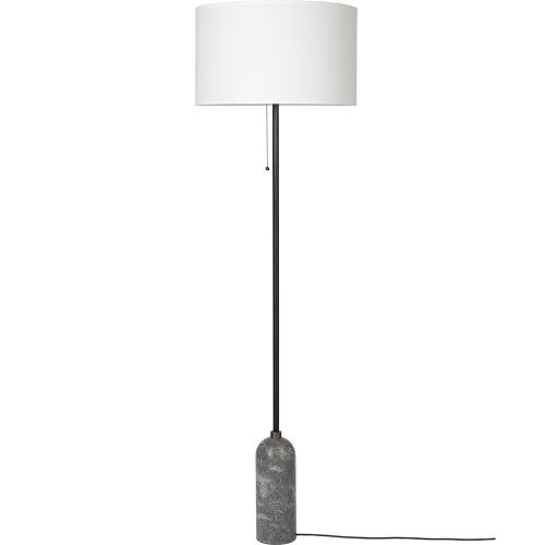 Gubi Gravity vloerlamp grijs marmer-witte kap