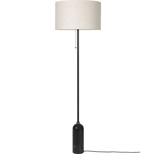 Gubi Gravity vloerlamp zwart marmer-canvas kap