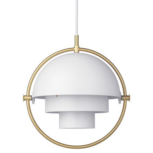 Gubi Multi-Lite hanglamp small, brass base, wit semi matt