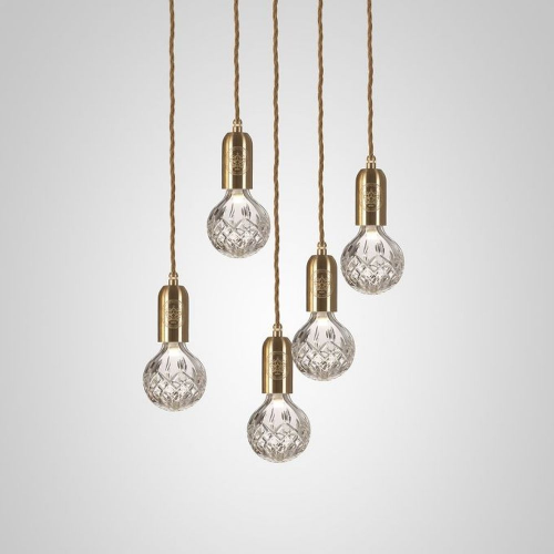 Lee Broom Crystal Bulb Chandelier 5 piece Hanglamp Messing