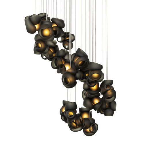 Bocci 100.28 Random Hanglamp Grijs Rechthoekige plafondkap
