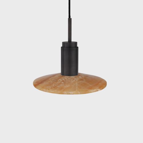 Anour Donya Onyx Solar Hanglamp Amberkleurige kap Zwart PVD