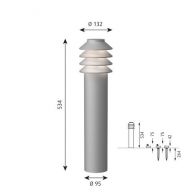 Louis Poulsen Bysted Garden Long Vloerlamp - 3000K Voetplaat zonder adapter - Aluminium
