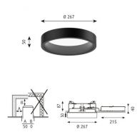 Louis Poulsen Circle Semi Recessed 260 Plafondlamp - 3000K Opaal Dali - Zwart