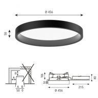 Louis Poulsen Circle Semi Recessed 450 Plafondlamp - 3000K Opaal Dali - Zwart
