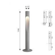 Louis Poulsen Flindt Bollard 1100 Vloerlamp - 3000K Vloerplaat - geaard - Aluminium