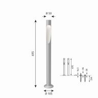Louis Poulsen Flindt Garden Long Vloerlamp - 3000K Grondpin zonder adapter - Aluminium