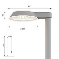 Louis Poulsen Homann Lantaarnpaal - 3000K Dali 3153lm - Asym 2H - No uplight - Aluminium