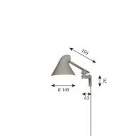 Louis Poulsen NJP Wall Short Wandlamp - 3000K - Lichtgrijs