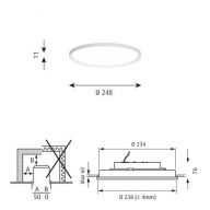 Louis Poulsen Slim Round 250 Recessed Plafondlamp - 4000K 1274lm Dali - Opal - Wit