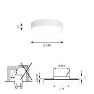 Louis Poulsen Slim Round 250 Semi-recessed Plafondlamp - Kelvin instelbaar Dali - Prismatic - Wit