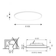 Louis Poulsen Slim Round 440 Recessed Plafondlamp - 3000K 2357lm Dali - Prismatic - Wit