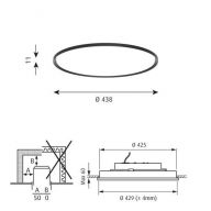 Louis Poulsen Slim Round 440 Recessed Plafondlamp - 3000K 2373lm Dali - Opal - Zwart