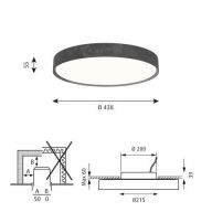 Louis Poulsen Slim Round 440 Semi-recessed Plafondlamp - 3000K 2373lm Dali - Opal - Aluminium