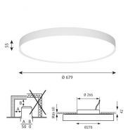 Louis Poulsen Slim Round 680 Semi-recessed Plafondlamp - 3000K 4721lm Dali - Prismatic - Wit