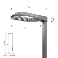 Louis Poulsen Xperi Lantaarnpaal - 3000K 3547lm Dali - Montage: 76 mast - Asyd - No Uplight -Aluminium