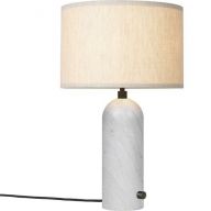 Gubi Gravity Small Tafellamp - Wit marmer & Canvas wit