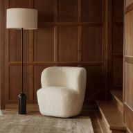 Gubi Gravity Vloerlamp - Zwart marmer & Canvas wit