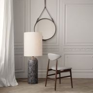 Gubi Gravity XL High Vloerlamp - Wit marmer & Canvas wit