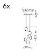 Bomma Lens 6 pcs Hanglamp - 3x Blauw 3x Helder glas