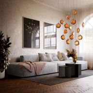 Bomma Lens 9 pcs Hanglamp - 5x Amber 4x Helder glas