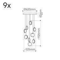 Bomma Lens 9 pcs Hanglamp - 5x Amber 4x Helder glas