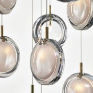 Bomma Lens Single Hanglamp - Wit glas - Geborsteld goud
