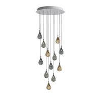 Bomma Soap Mini 12 pcs Hanglamp - 4x Blauw 4x Zilver 4x Goud glas