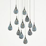 Bomma Soap Mini 12 pcs Hanglamp - 4x Blauw 4x Zilver 4x Goud glas