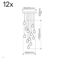 Bomma Soap Mini 12 pcs Hanglamp - 6x Helder 6x Mat glas