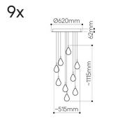 Bomma Soap Mini 9 pcs Hanglamp - 4x Helder 5x Mat glas