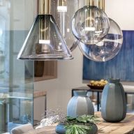 Bomma Phenomena Hanglamp - Large Ball - Rook grijs - goud