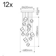Bomma Pyrite 12 pcs Hanglamp - Zilver