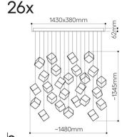 Bomma Pyrite 26 pcs Square Hanglamp - 13x goud 13x zilver