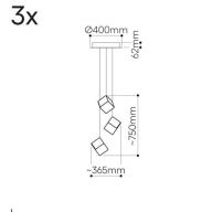 Bomma Pyrite 3 pcs Hanglamp - Zilver