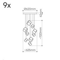 Bomma Pyrite 9 pcs Hanglamp - Zilver