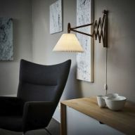 LE KLINT Sax 223-2/17 Wandlamp - Gerookt eiken met papieren kap - Wit
