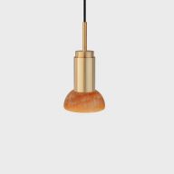 Anour Donya Onyx Moon Hanglamp - Amberkleurige kap - Geborsteld messing