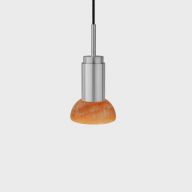 Anour Donya Onyx Moon Hanglamp - Amberkleurige kap - Geborsteld roestvrij staal
