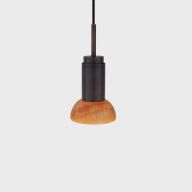 Anour Donya Onyx Moon Hanglamp - Amberkleurige kap - Gebruind koper