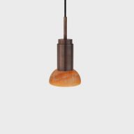 Anour Donya Onyx Moon Hanglamp - Amberkleurige kap - Gebruind messing