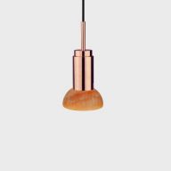 Anour Donya Onyx Moon Hanglamp - Amberkleurige kap - Gepolijst koper