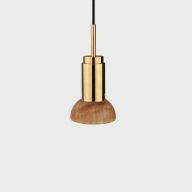 Anour Donya Onyx Moon Hanglamp - Amberkleurige kap - Gepolijst messing