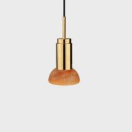 Anour Donya Onyx Moon Hanglamp - Amberkleurige kap - Gepolijst messing