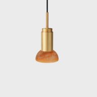 Anour Donya Onyx Moon Hanglamp - Amberkleurige kap - Goud PVD