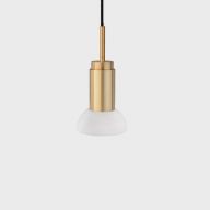 Anour Donya Onyx Moon Hanglamp - Witte kap - Geborsteld messing