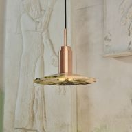 Anour Donya Onyx Solar Hanglamp - Amberkleurige kap - Gepolijst koper