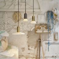 Anour Donya Onyx Solar Hanglamp - Gemixte kap - Gepolijst messing
