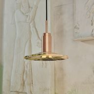 Anour Donya Onyx Solar Hanglamp - Witte kap - Geborsteld koper