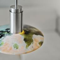 Anour Donya Onyx Solar Hanglamp - Witte kap - Geborsteld roestvrij staal